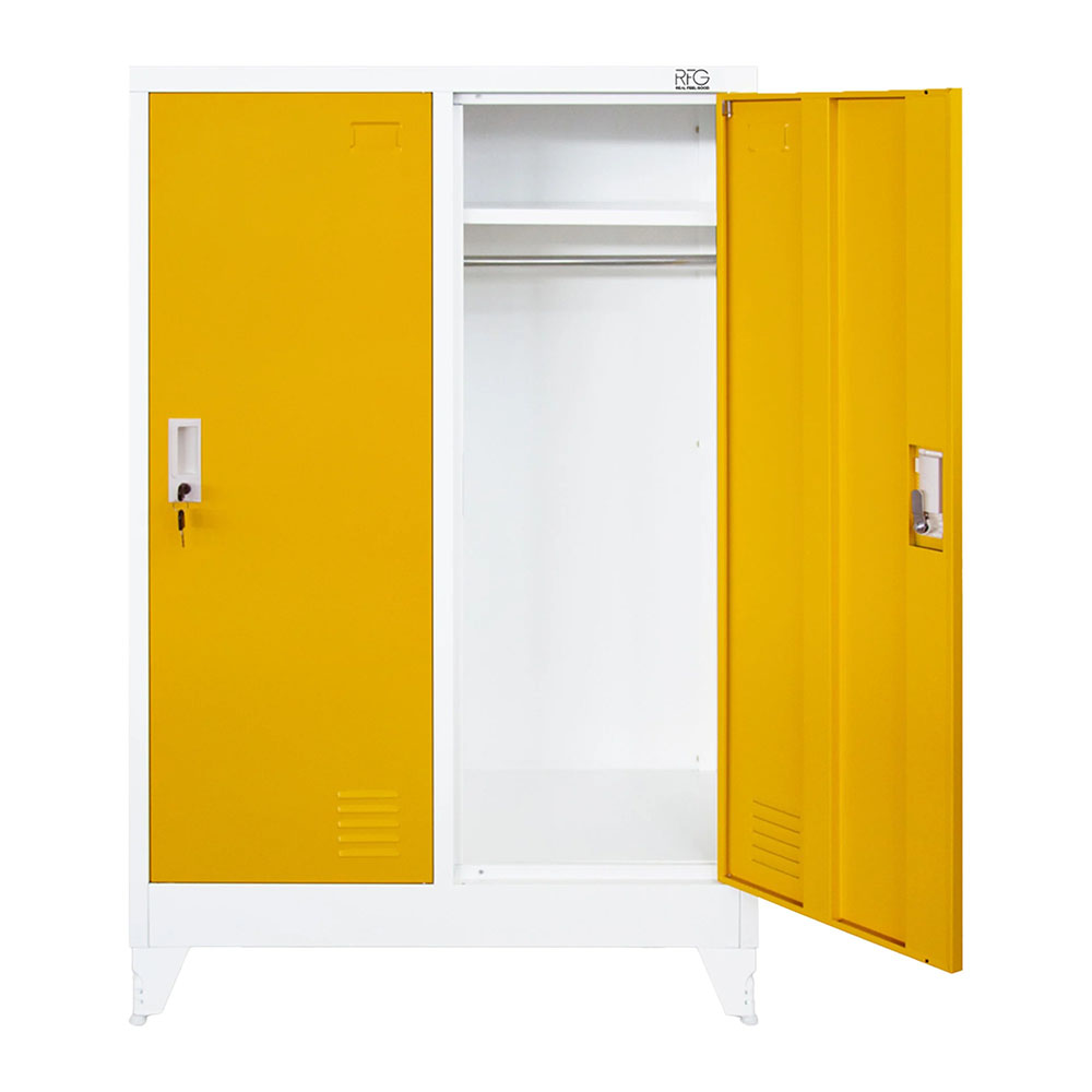 Двоен метален гардероб RFG 80/40/120 см бял-жълт